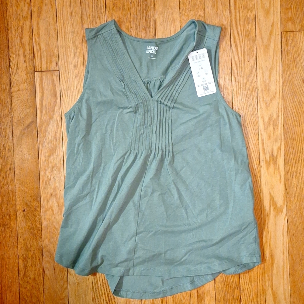 Lands end lily pad green tencel tank